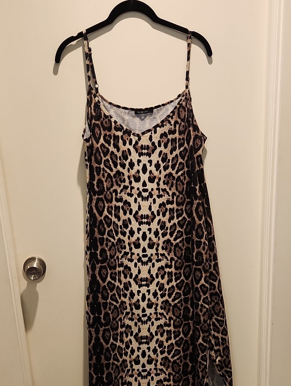 Leopard Print Maxi Slip Dress - Neutral Brown Tones